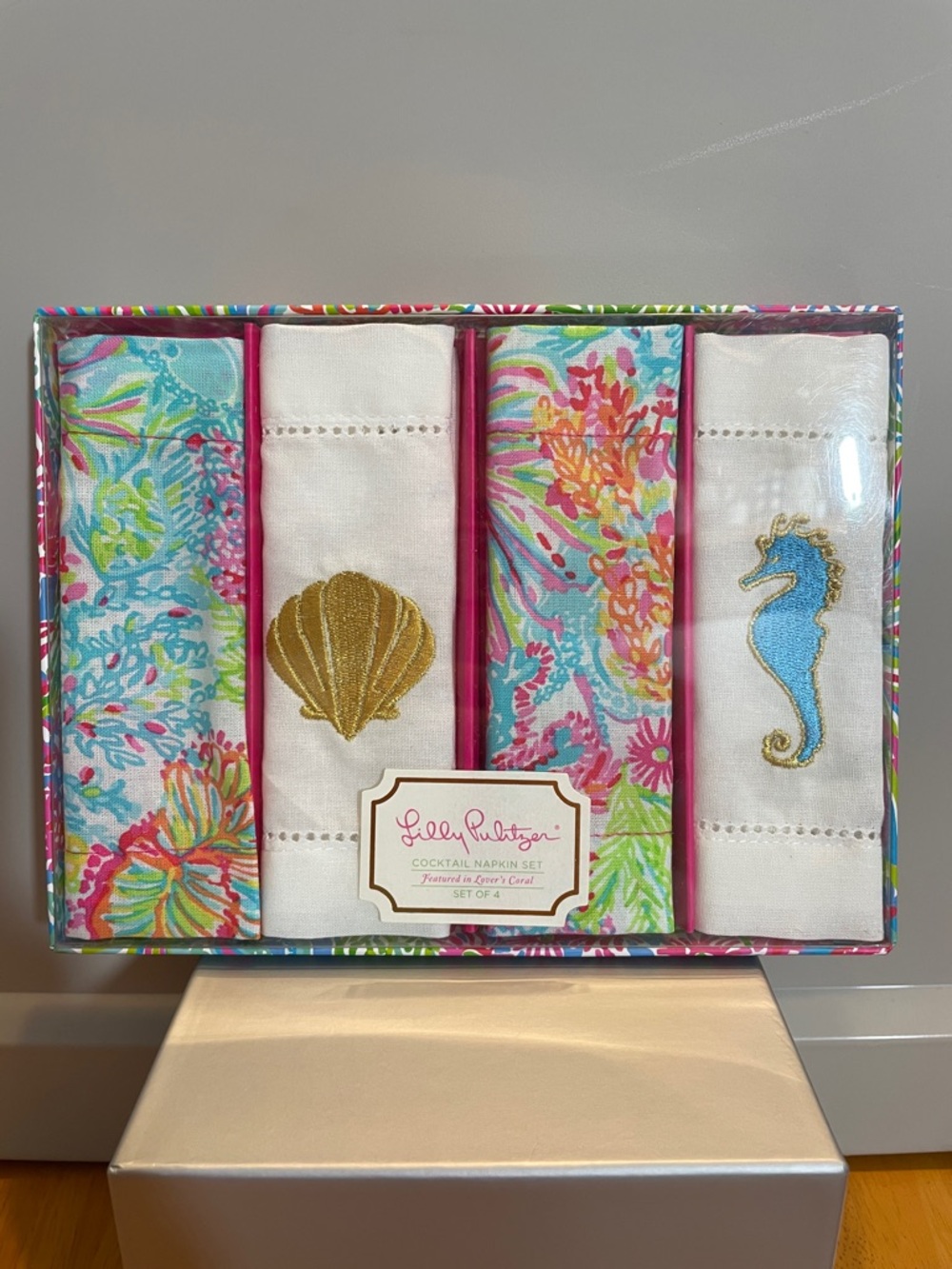 Lilly Pulitzer Cocktail Napkin Set of 4 Lover’s Coral NIB